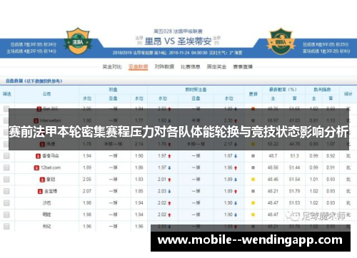 赛前法甲本轮密集赛程压力对各队体能轮换与竞技状态影响分析 赛前法甲本轮密集赛程压力对各队体能轮换与竞技状态影响分析
